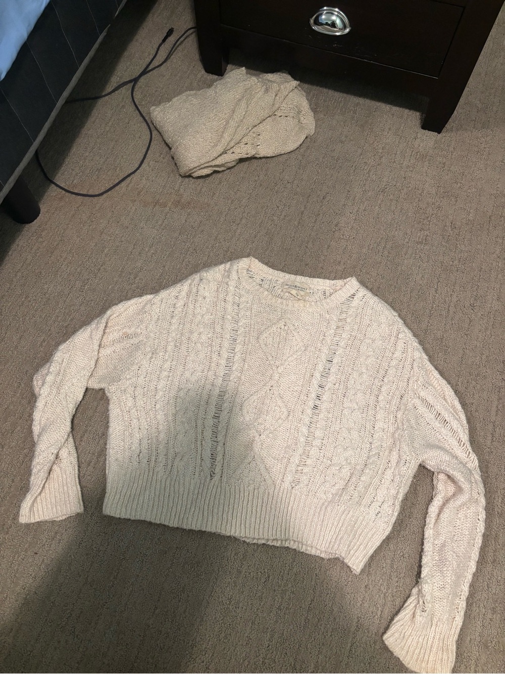 Ralph Lauren Cream Cable Knit Crew Sweater